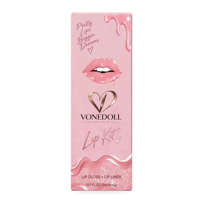 Vonedoll Beauty Skintight Lip Kit with lip gloss and lip liner.
