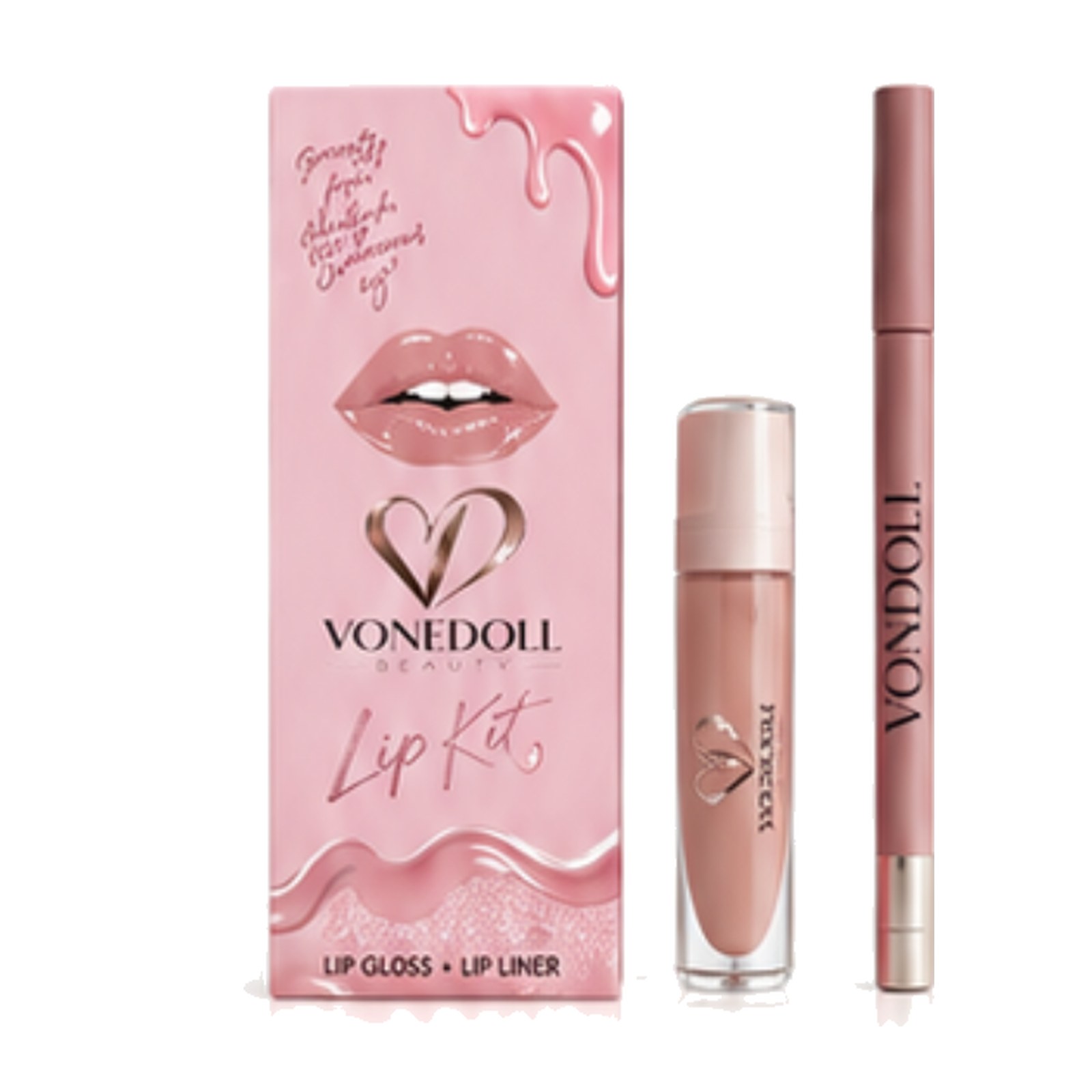 Vonedoll Beauty Skintight Lip Kit with lip gloss and lip liner.