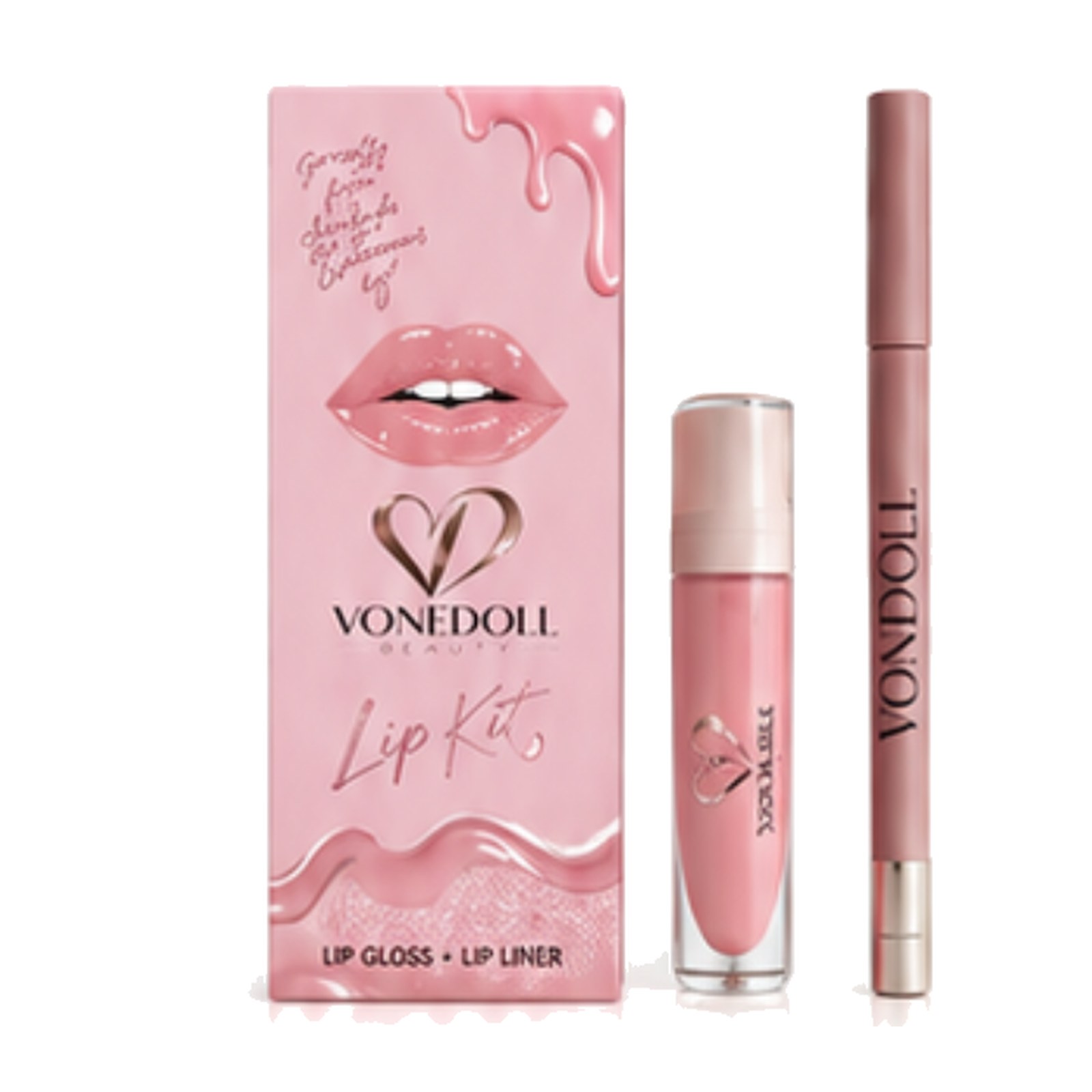 Vonedoll Beauty Prose Lip Kit with lip gloss and lip liner.